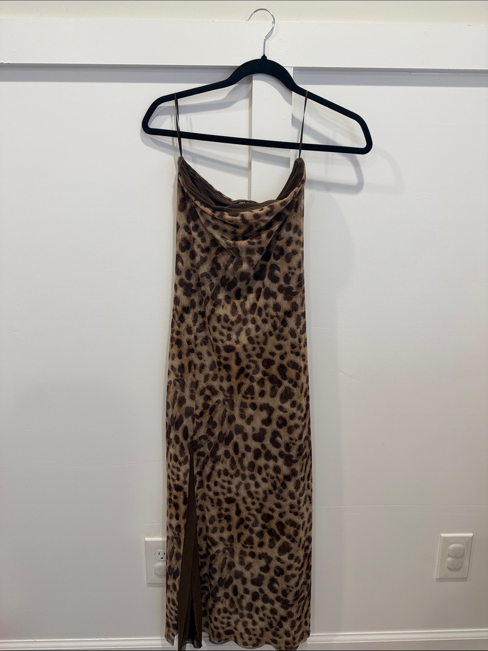 Zara Strapless Leopard Print Midi Dress